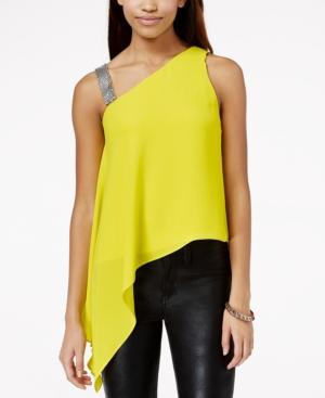 Xoxo Juniors' Embellished One-shoulder Handkerchief-hem Top