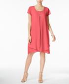 Ny Collection Petite Inverted-pleat Chiffon Dress