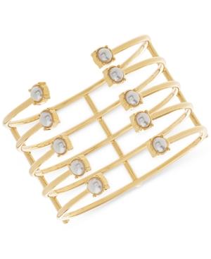 Steve Madden Imitation Pearl Openwork Multi-row Cuff Bracelet