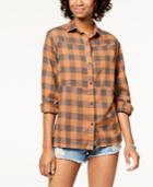 Hurley Juniors' Plaid Frayed-hem Shirt