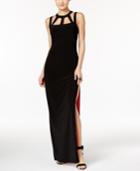 B Darlin Juniors' Cutout Contrast-lined Column Dress