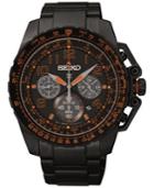 Seiko Men's Chronograph Solar Black-tone Stainless Steel Bracelet Watch 44mm Ssc277