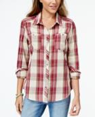 Roxy Juniors' Sneaky Peaks Plaid Button-front Blouse