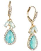 Anne Klein Gold-tone Teardrop Stone And Crystal Pave Drop Earrings