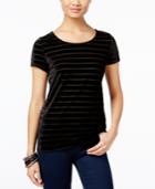 Inc International Concepts Velvet-stripe T-shirt, Only At Macy's