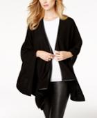 Charter Club Cashmere Faux-leather-trim Poncho Cardigan, Created For Macy's