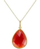 14k Gold Over Sterling Silver Necklace, Red Onyx Pear Briolette Pendant (17-1/2 Ct. T.w.)