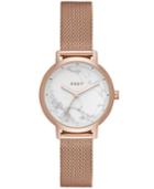 Dkny Women's Modernist Rose Gold-tone Stainless-steel Mesh Bracelet Watch 32mm, Created For Macy's