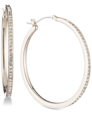 Dkny Gold-tone Pave 1 Skinny Hoop Earrings, Created For Macy's