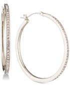 Dkny Gold-tone Pave 1 Skinny Hoop Earrings, Created For Macy's