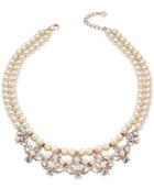 Charter Club Rose Gold-tone Crystal And Imitation Pearl Necklace, Only At Macy's