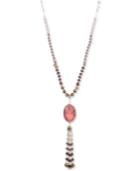 Lonna & Lilly Gold-tone Beaded Tassel & Stone Pendant Necklace