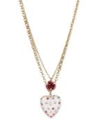 Betsey Johnson Gold-tone Heart And Rose 2-layer Pendant Necklace