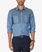 Nautica Men's Slim-fit Colorblocked Chambray Long-sleeve Shirt