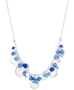 Nine West Silver-tone Shaky Bead And Disc Collar Necklace