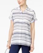 Alfani Striped Cuffed Blouse, Only At Macy's