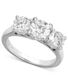X3 Diamond Ring, 18k White Gold Certified Diamond Three Stone Ring (2 Ct. T.w.)