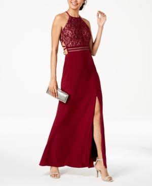 Morgan & Company Juniors' Sequined Lace-bodice Gown