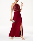 Morgan & Company Juniors' Sequined Lace-bodice Gown