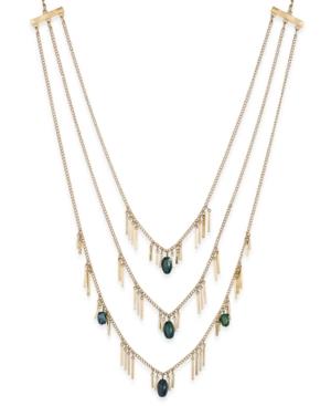 Inc International Concepts Gold-tone Three-row Beaded Fringe Necklace, Only At Macy's