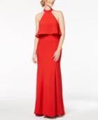 Xscape Popover Ruffle-back Halter Gown