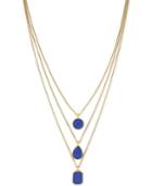 Vince Camuto Gold-tone Blue Stone Triple Drop Pendant Necklace