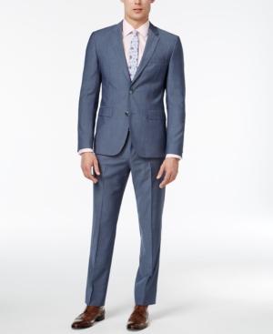 Hugo Men's Slim-fit Light Blue Chambray Suit