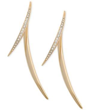 Guess Gold-tone Crystal Double Crescent Drop Earrings