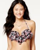 California Waves Floral-print Flounce Bikini Top Women's Swimsuit