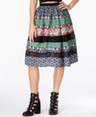 Alice Through The Looking Glass Juniors' Printed A-line Midi Skirt