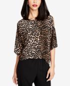 Rachel Rachel Roy Leopard-print Cold-shoulder Top, Created For Macy's