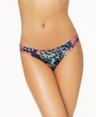 Roxy Salty Floral-print Cheeky Bikini Bottoms Women's Swimsuit