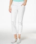 Jessica Simpson Monroe White Cropped Boyfriend Jeans