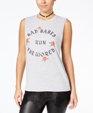 Hybrid Juniors' Printed Lace-trim Tunic