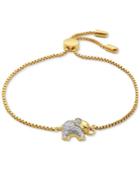 Diamond Accent Elephant Slider Bracelet In 18k Gold Over Silver-plated Bronze