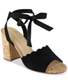 Marc Fisher Piya Lace-up Cork Block-heel Sandals Women's Shoes