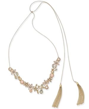 Inc International Concepts Stone Flower & Tassel 60 Slider Necklace, Created For Macy's