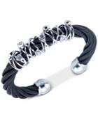 Charriol White Topaz Wrapped Cable Bangle Bracelet (1-9/10 Ct. T.w.) In Black Pvd Stainless Steel
