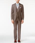 Kenneth Cole Reaction Tan Check Vested Slim-fit Suit