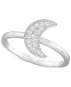Swarovski Silver-tone Pave Moon Ring