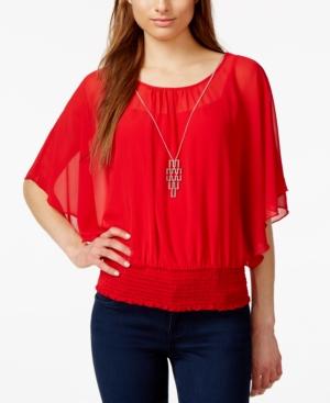 Bcx Juniors' Flutter-sleeve Smocked-waist Top