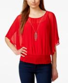 Bcx Juniors' Flutter-sleeve Smocked-waist Top