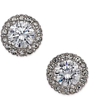 Eliot Danori Silver-tone Framed Crystal Stud Earrings, Only At Macy's