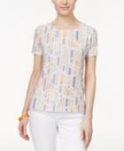 Jm Collection Petite Printed Short-sleeve Top, Only At Macy's
