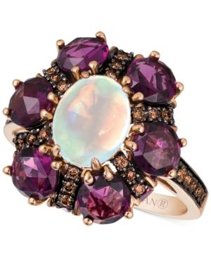 Le Vian Chocolatier Opal (9/10 Ct. T.w.), Raspberry Rhodolite Garnet (5-3/4 Ct. T.w.) And Diamond (3/10 Ct. T.w.) Ring In 14k Rose Gold