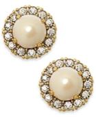 Kate Spade New York Gold-tone Round Crystal Pearl Stud Earrings