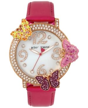 Betsey Johnson Women's Fuchsia Leather Strap Watch 44mm Bj00584-03