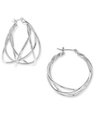 Nine West Silver-tone Twisted Hoop Earrings