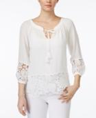 Xoxo Juniors' Lace-trim Peasant Top