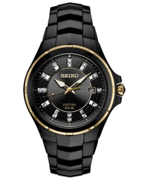 Seiko Men's Coutura Diamond-accent Black Stainless Steel Bracelet Watch 42.5mm